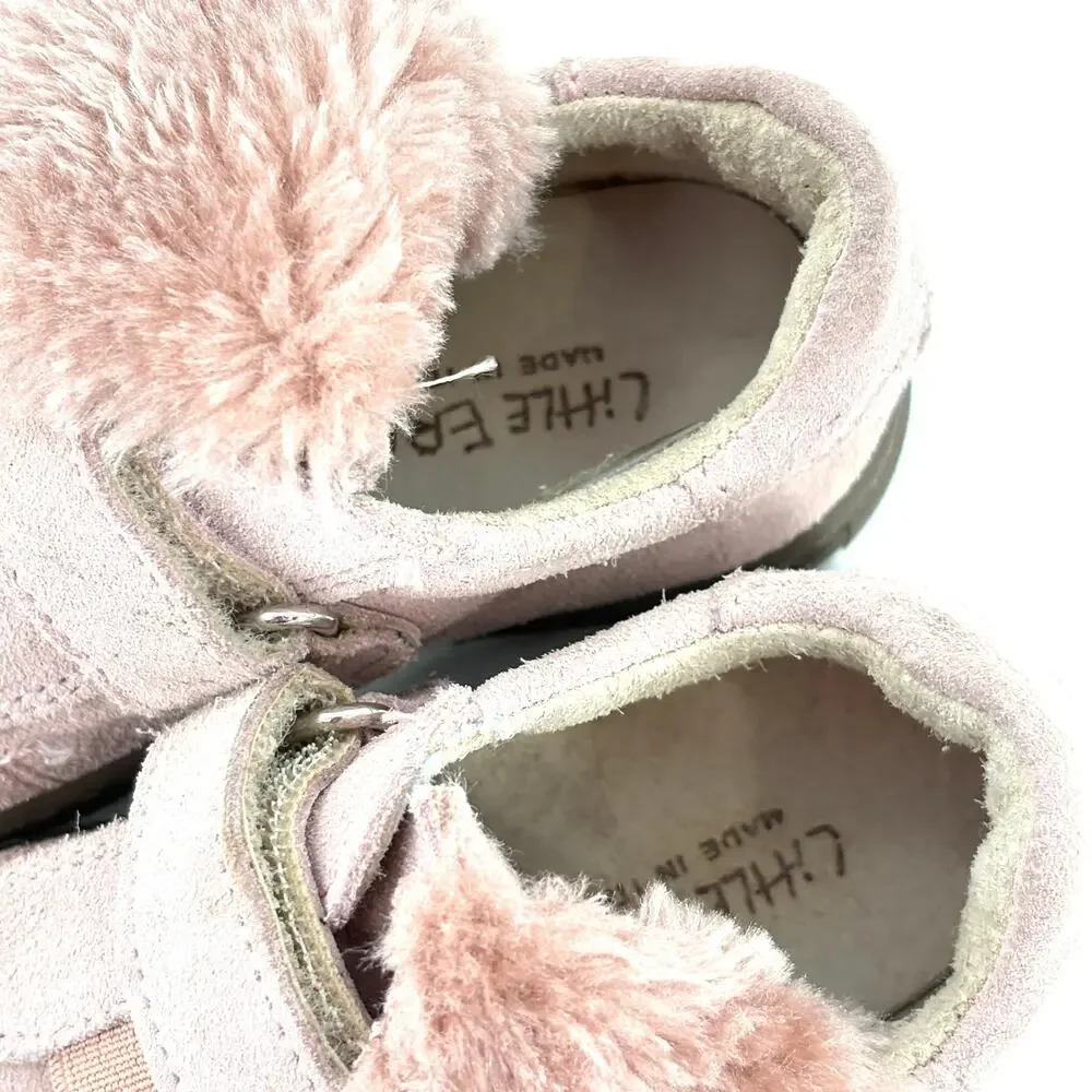 Little Eric Suede Fur Booties 6 22 Pink Walker Shoes Made in Italy